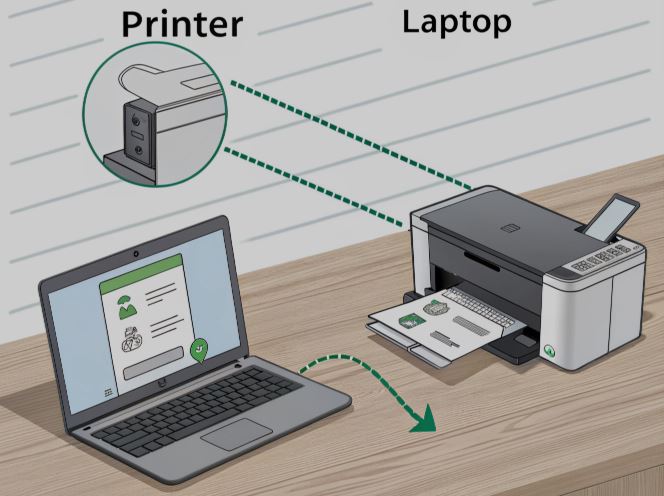 cara menghubungkan printer ke laptop dengan kabel USB